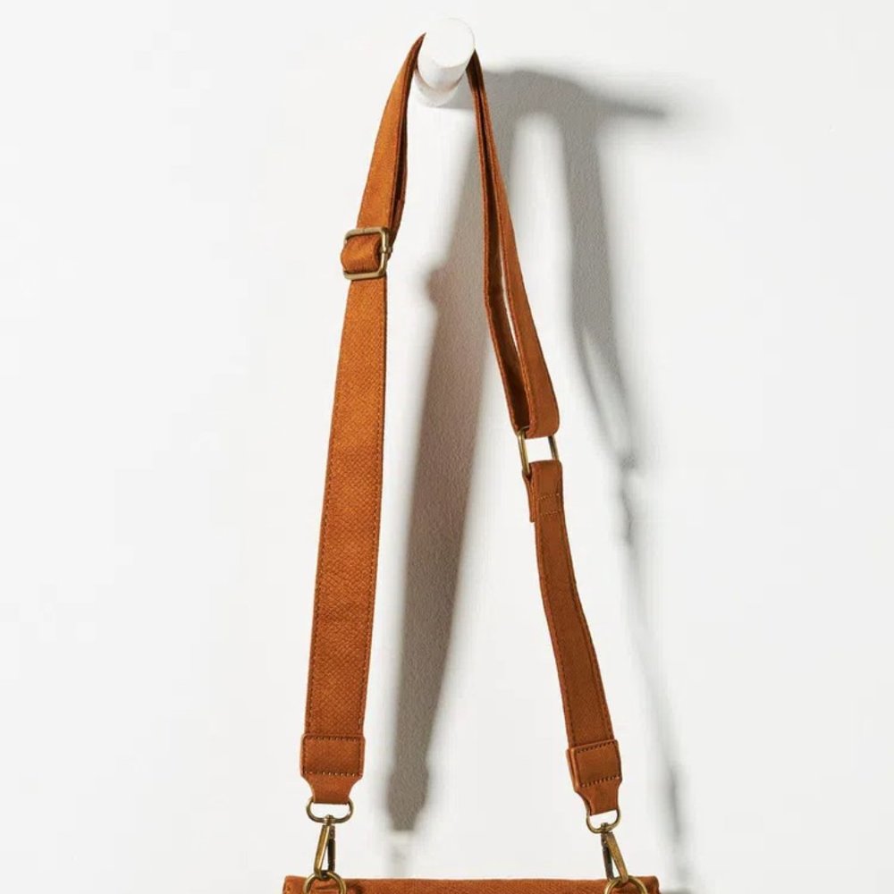 Anthro Pink Suede Bag Strap